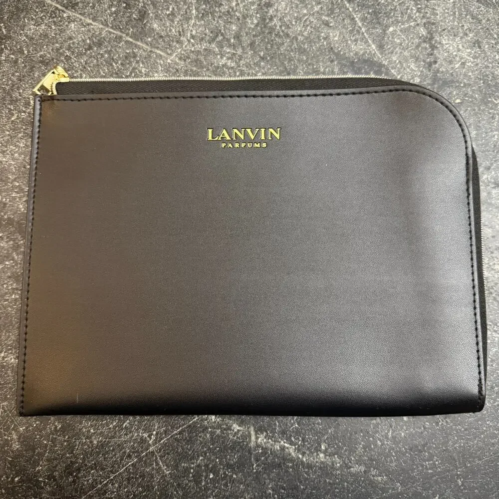 Lanvin Parfums for Turkish Airlines Toiletry Bag Travel Pouch Black Zip Around